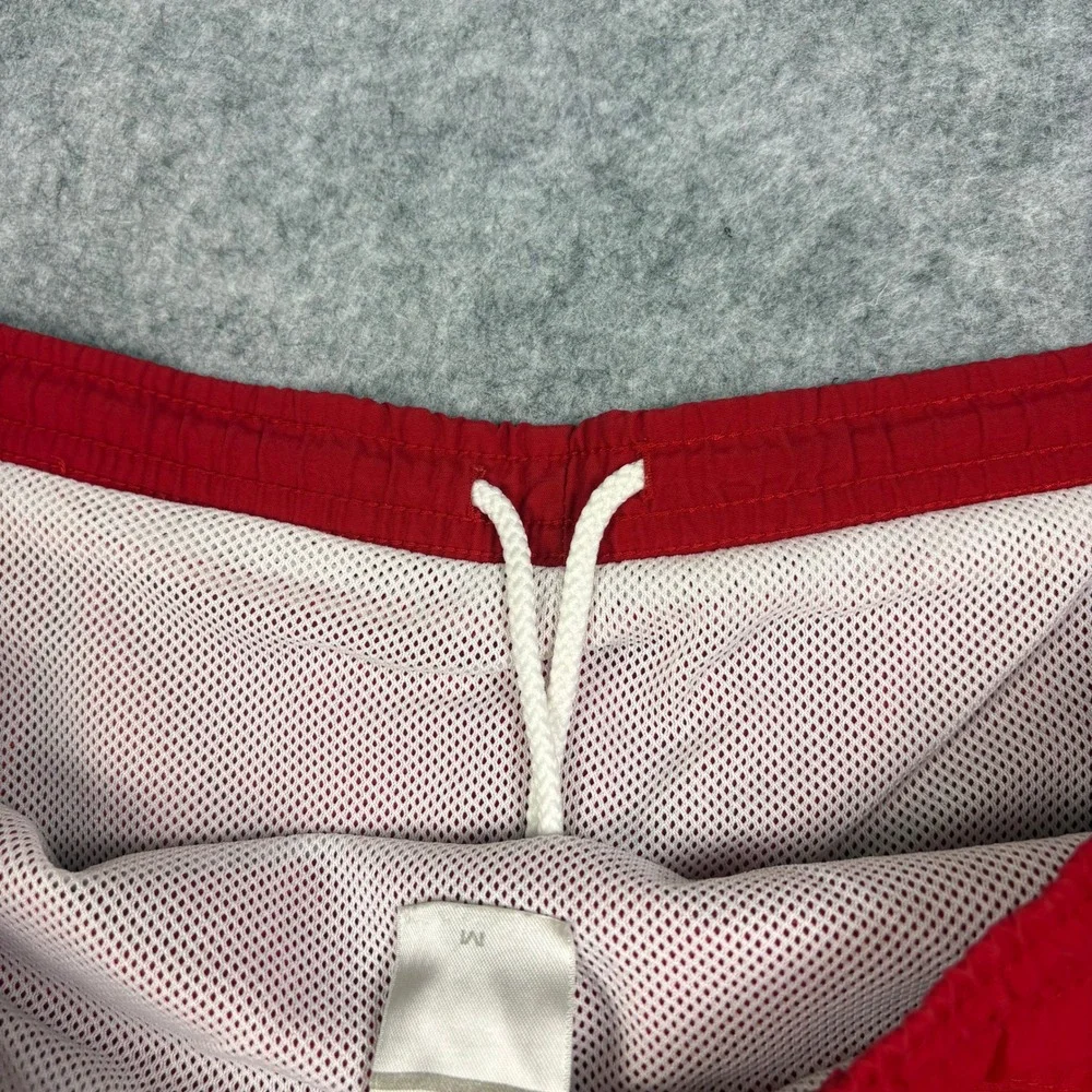 Vintage Nike Swim Trunks Red Nylon Mesh Lined Striped Shorts Mens Medium